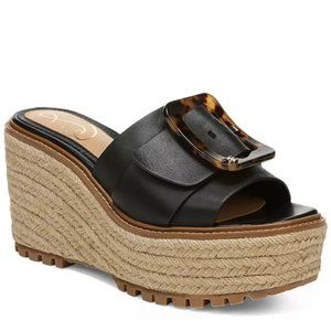 NWOT-Sam Edelman Livi Buckle Platform Wedge Espadrille Black-US 9/ EUR 39